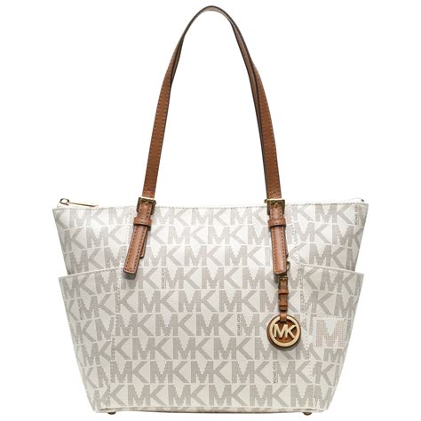 michael kors white handbags|white michael kors tote bag.